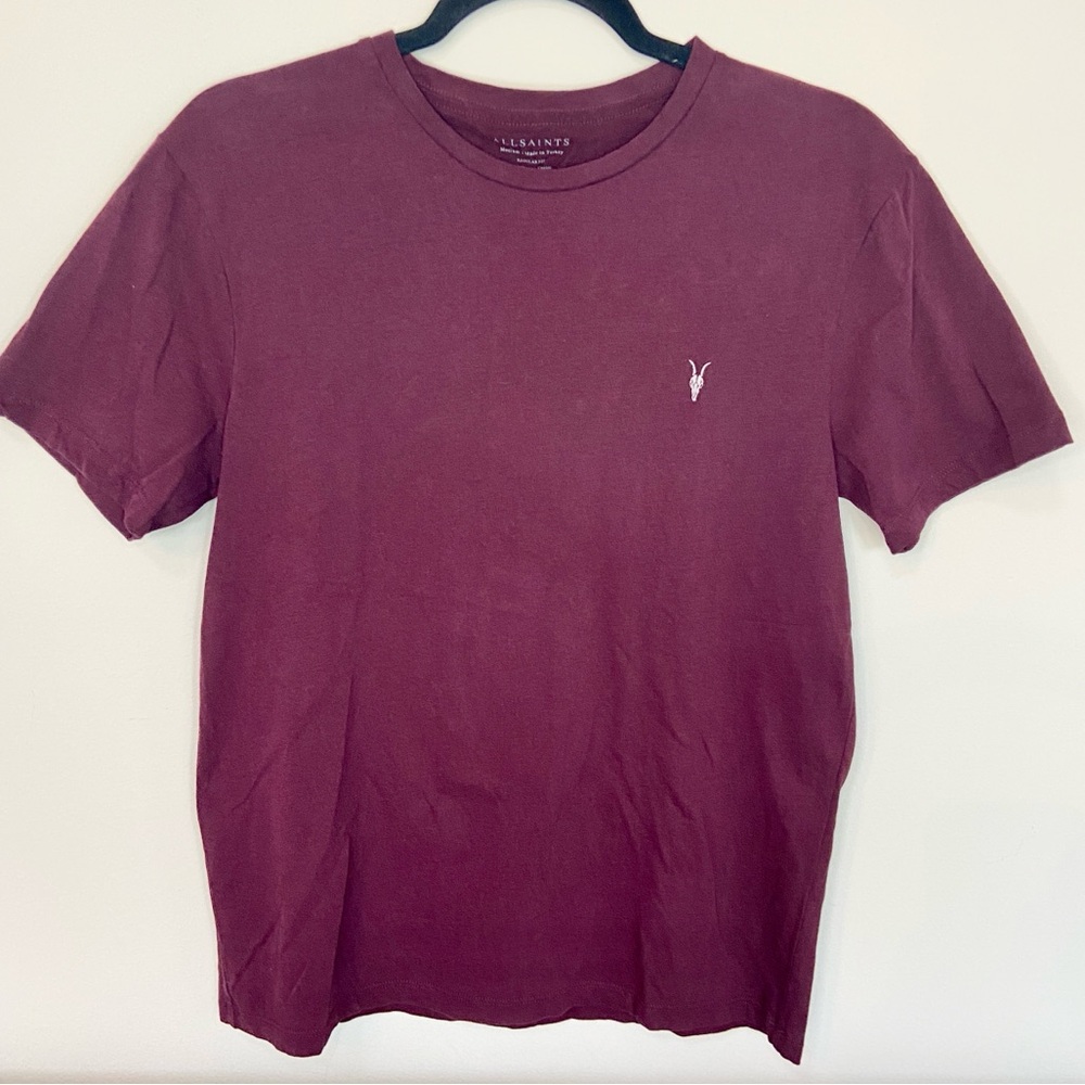ALLSAINTS Brace Crewneck Tee in Mars Red Logo Organic Cotton Men’s Medium